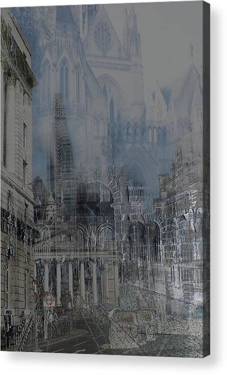 Londonart Acrylic Print featuring the digital art Comes The Night - City Deamscape by Nicky Jameson
