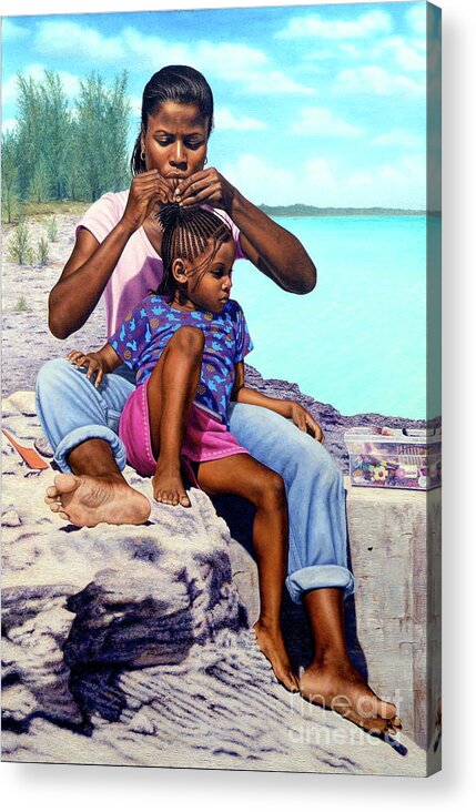 Mother Acrylic Print featuring the painting Island Girls II by Nicole Minnis