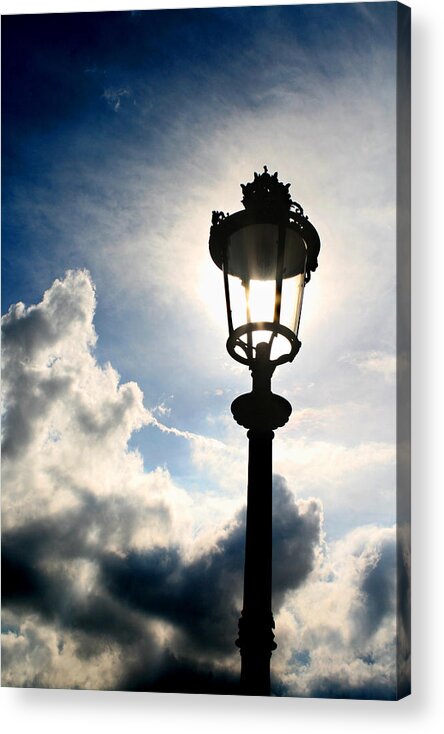 Paris Acrylic Print featuring the photograph Lamp Post at the Louvre by Greg Sharpe