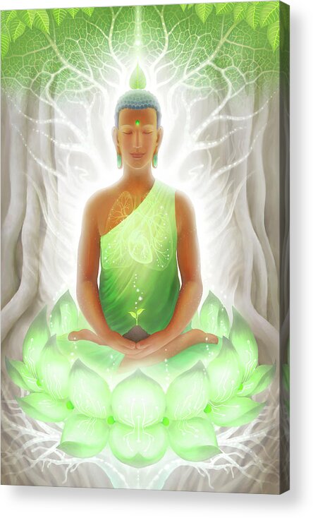 Buddha Acrylic Print featuring the digital art Pranasynthesis by George Atherton