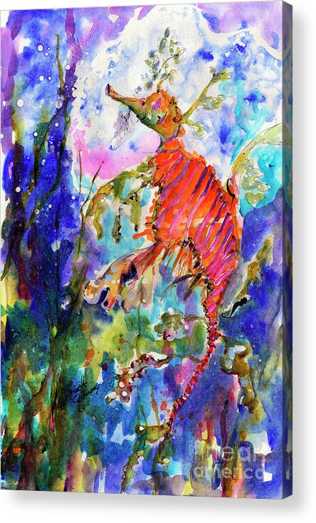 Seadragons Acrylic Print featuring the painting Sea Dragon Wonderland by Ginette Callaway