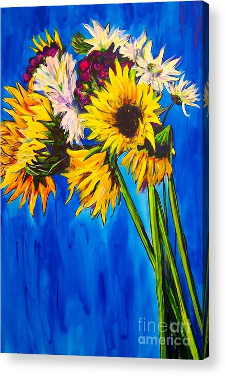 Floral Acrylic Print featuring the painting Sunflower Bouquet by Catherine Gruetzke-Blais