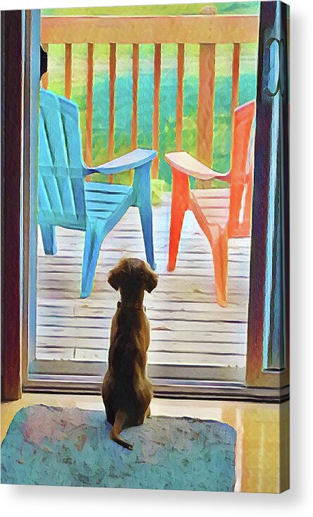 Golden Retriever Acrylic Print featuring the digital art Wishful Thinking by Rod Melotte