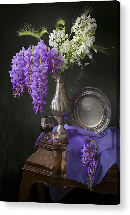 Enology Acrylic Print featuring the photograph Wisteria and Allium ursinum by Giovanni Allievi