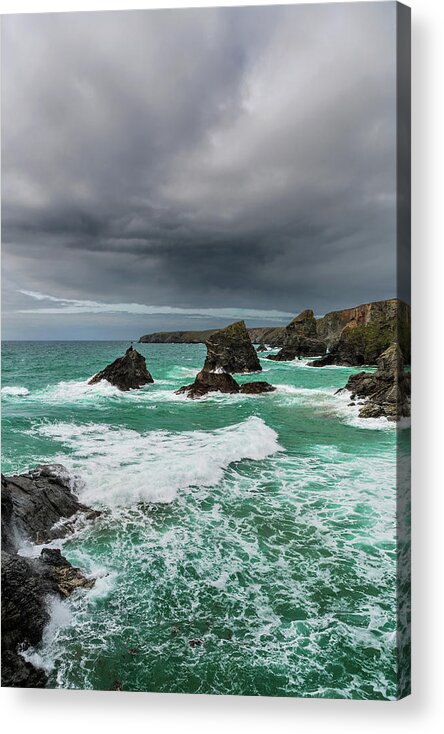 Bedruthan Acrylic Print featuring the photograph Bedruthan Steps, Cornwall, England #1 by Maggie Mccall