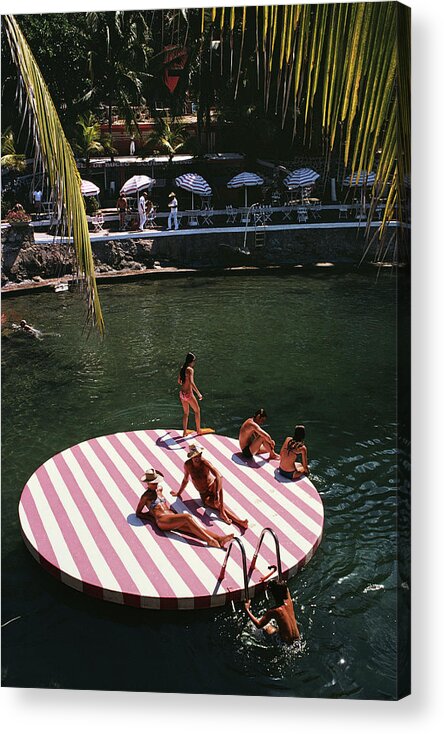 People Acrylic Print featuring the photograph La Concha Beach Club by Slim Aarons
