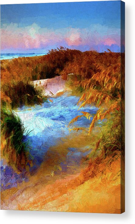North Carolina Acrylic Print featuring the painting Over the Sand Dunes AP by Dan Carmichael