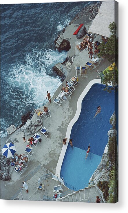 1980-1989 Acrylic Print featuring the photograph Pool On Amalfi Coast by Slim Aarons