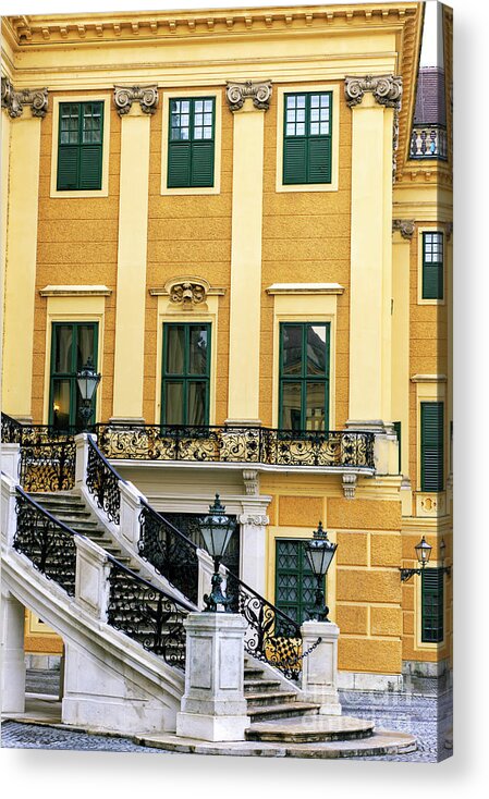 Palace Stairs Colors Acrylic Print featuring the photograph Schonbrunn Palace Stairs Colors in Vienna by John Rizzuto