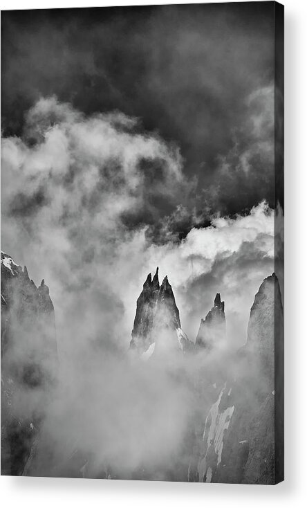 Courmayeur Acrylic Print featuring the photograph Sneaking Thru the Clouded Alps II by Jon Glaser