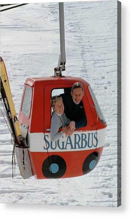 People Acrylic Print featuring the photograph Snow Lift by Slim Aarons