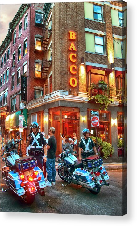 Historic Acrylic Print featuring the photograph Bacco in the North End Boston by Joann Vitali