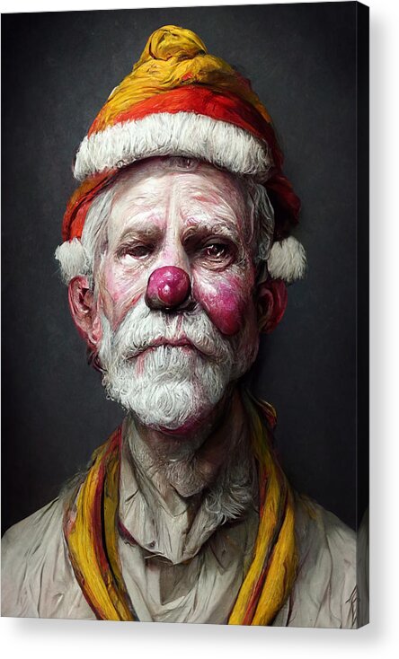 Santa Clown Acrylic Print featuring the digital art Clown Santa Clause by Trevor Slauenwhite