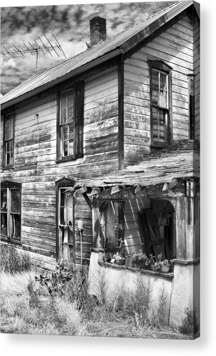 Black & White Acrylic Print featuring the photograph House Madrid by Lou Novick