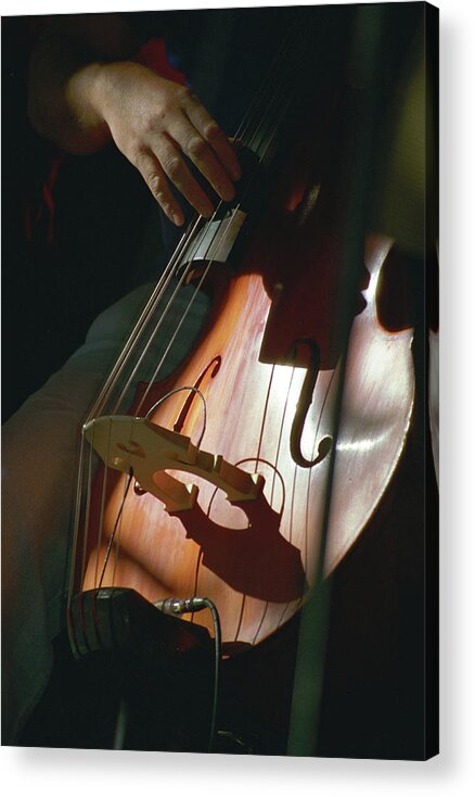 Hand Acrylic Print featuring the photograph Jay's Bass, A Hand of Jazz by Bonnie Colgan