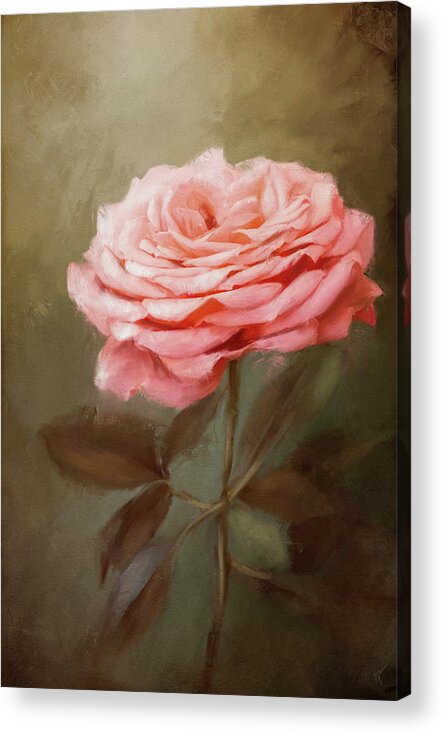 Flower Acrylic Print featuring the painting Portrait Of The Salmon Rose by Jai Johnson