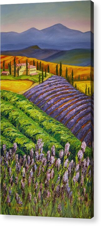 Italy Acrylic Print featuring the painting Italian Lavender Evening by Celeste Drewien
