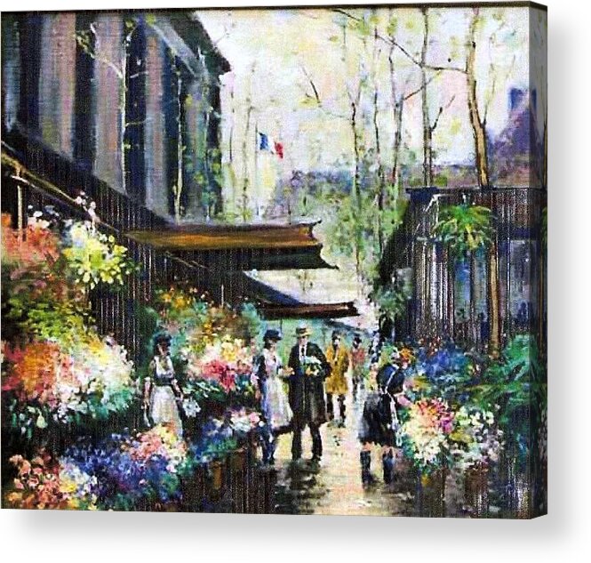  French Flower Market Acrylic Print featuring the painting Flower Market by Philip Corley