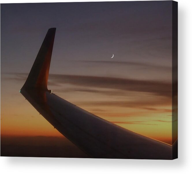 Aerial Acrylic Print featuring the photograph A Wing and a Moon  #1 by Dwight Theall