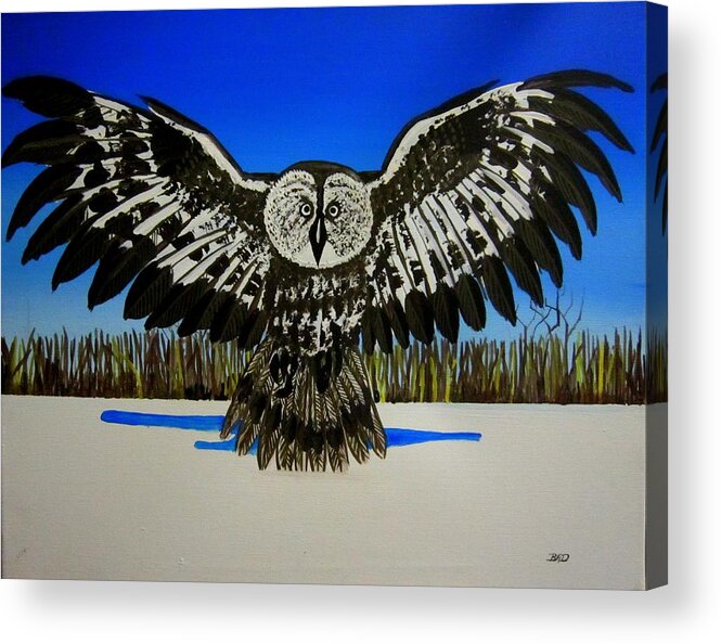 Owl Acrylic Print featuring the painting Badowl #1 by Robert Francis