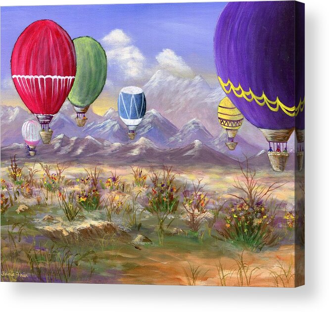 Hot Air Balloon Acrylic Print featuring the painting Balloons #1 by Jamie Frier