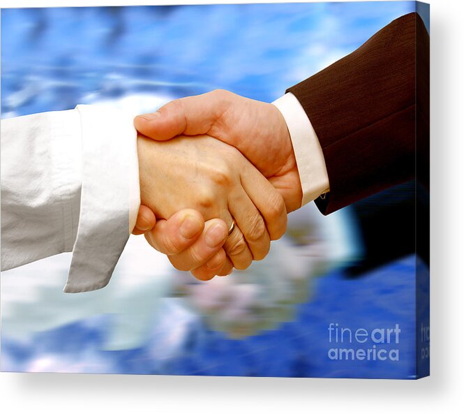 Agree Acrylic Print featuring the photograph Business handshake #1 by Michal Bednarek