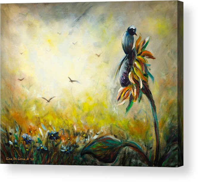Bird Acrylic Print featuring the painting Close and Personal #2 by Gina De Gorna
