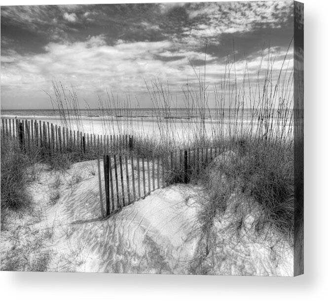 Clouds Acrylic Print featuring the photograph Dune Fences #1 by Debra and Dave Vanderlaan
