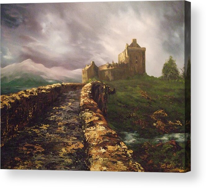 Eilean Donan Castle Acrylic Print featuring the painting Eilean Donan Castle Scotland #2 by Jean Walker