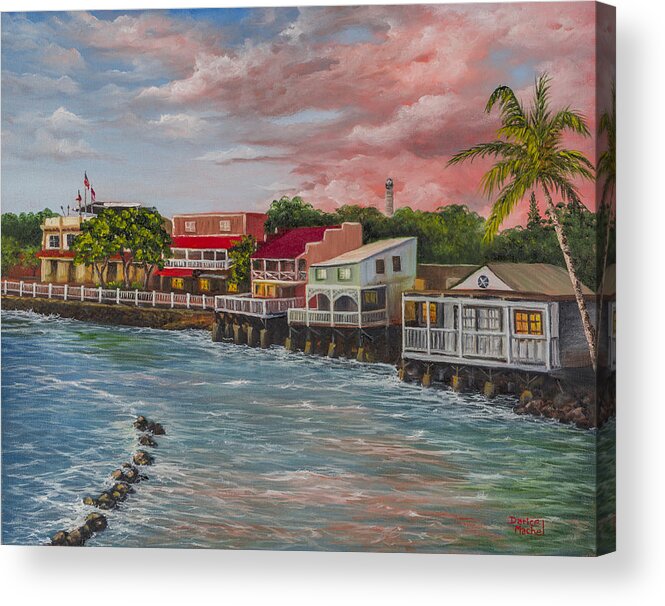 Landscape Acrylic Print featuring the painting Front Street Lahaina At Sunset by Darice Machel McGuire