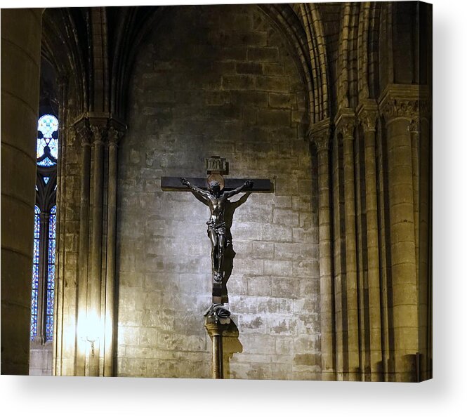 Paris Acrylic Print featuring the photograph Interior Of Notre Dame Cathedral In Paris France #1 by Rick Rosenshein