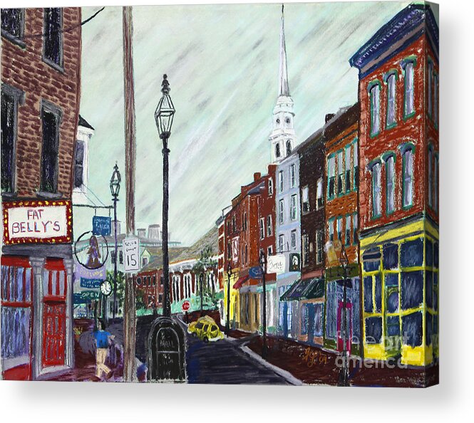 Market Street Acrylic Print featuring the pastel Market Street #1 by Francois Lamothe