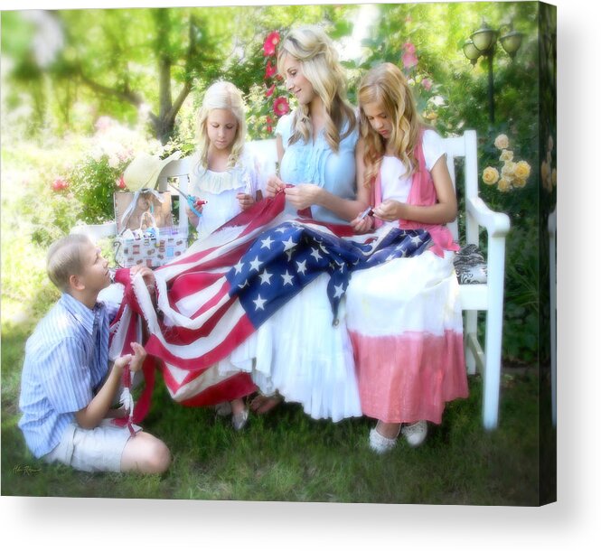 Flag Acrylic Print featuring the photograph Mending Liberty #1 by Helen Thomas Robson