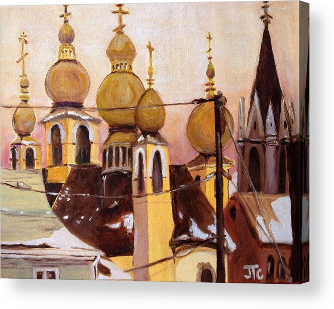 Churches Acrylic Print featuring the painting Onion Domes #1 by Julie Todd-Cundiff