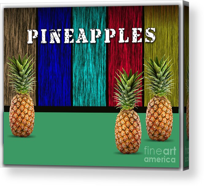 Pineapples Paintings Acrylic Print featuring the mixed media Pineapples #1 by Marvin Blaine