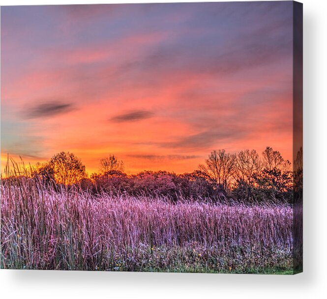 Pictorial Acrylic Print featuring the photograph Illinois Prairie Moments Before Sunrise by Roger Passman