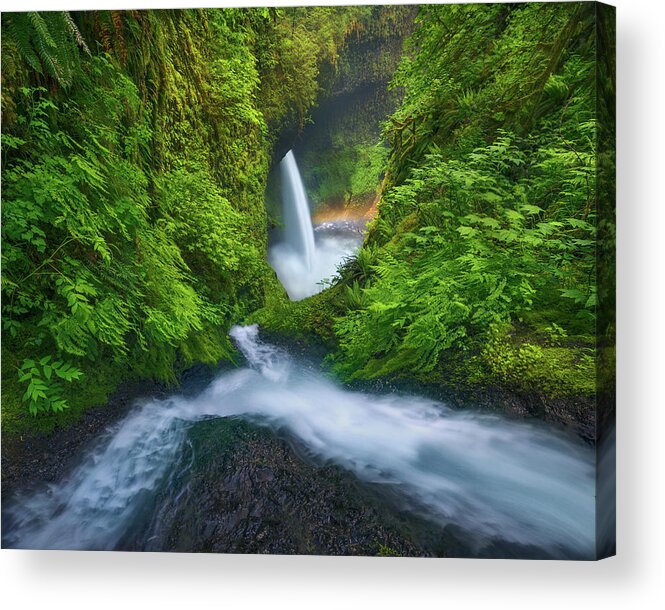 Waterfall Acrylic Print featuring the photograph Rainbow In The Mist #1 by Chris Moore