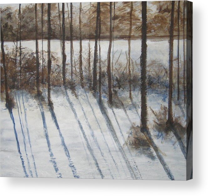 Winter Landscape Acrylic Print featuring the painting Ramaneisen #2 by Edy Ottesen