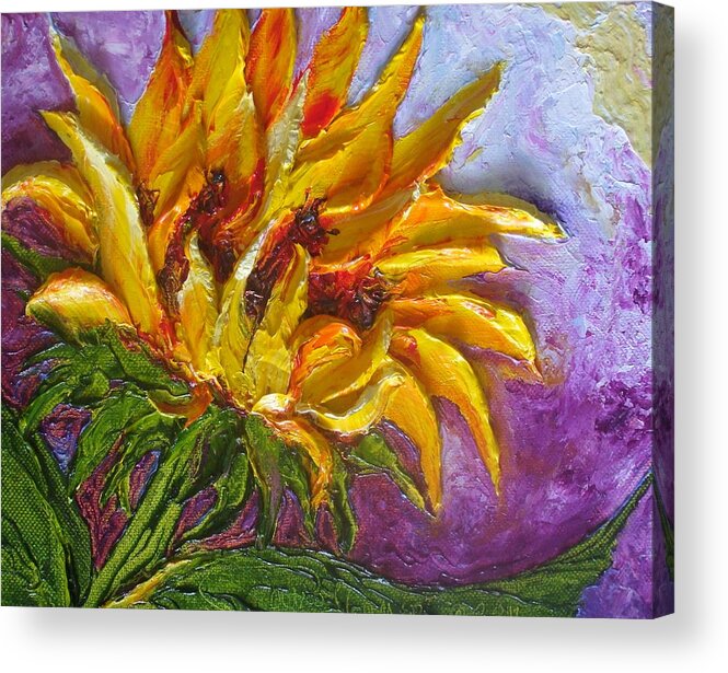 Yellow Acrylic Print featuring the painting Yellow Sunflower #2 by Paris Wyatt Llanso