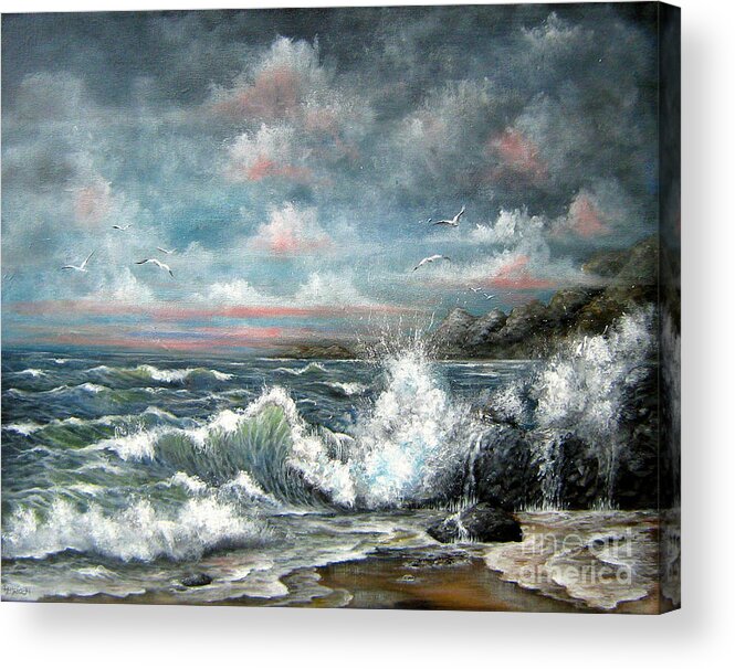 Ocean Acrylic Print featuring the painting Turning tide by Bella Apollonia