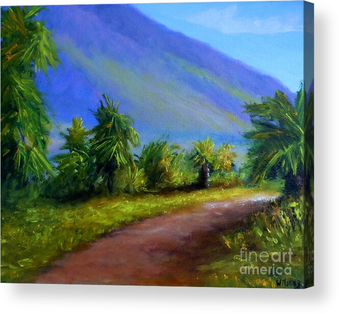 Landscape Acrylic Print featuring the painting West Maui Mountains #1 by Fred Wilson