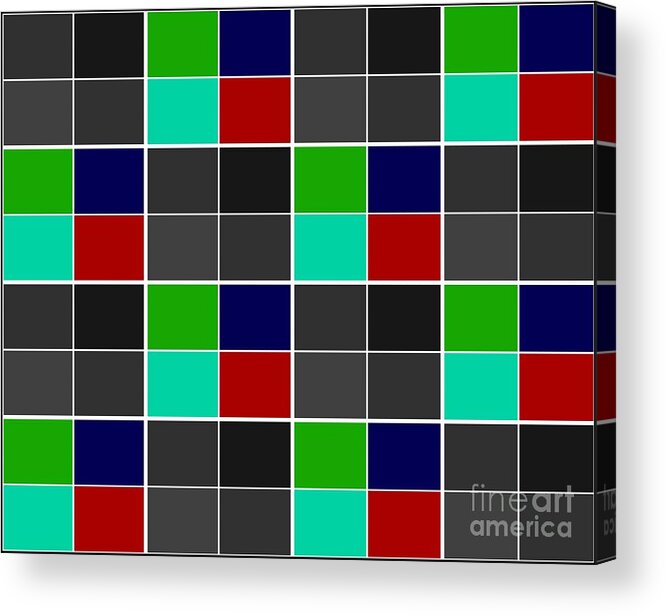Tiled Color Blocks With Lime And Red Acrylic Print featuring the digital art Tiled Color Blocks with Lime and Red by Barbara A Griffin