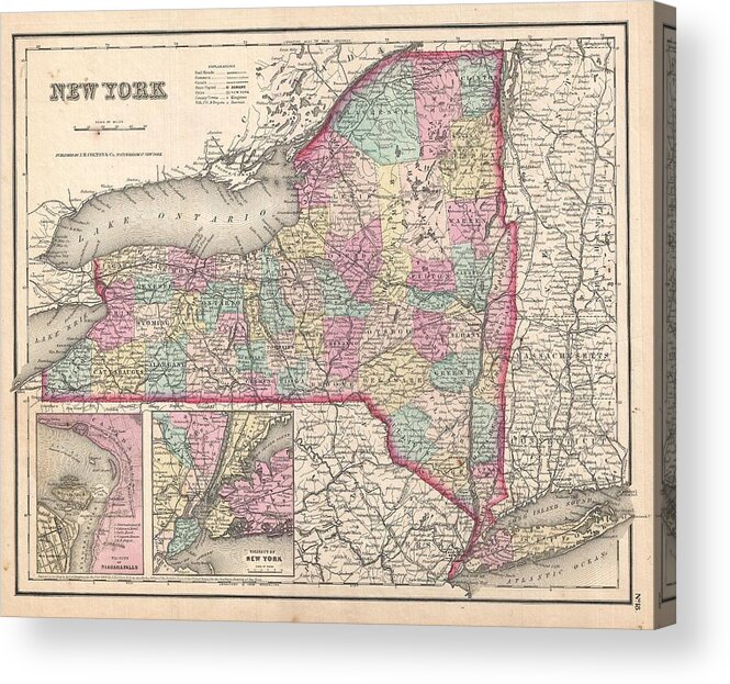  Acrylic Print featuring the photograph 1857 Colton Map of New York by Paul Fearn