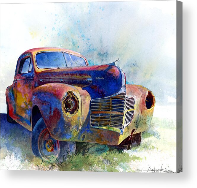 Car Acrylic Print featuring the painting 1940 Dodge by Andrew King