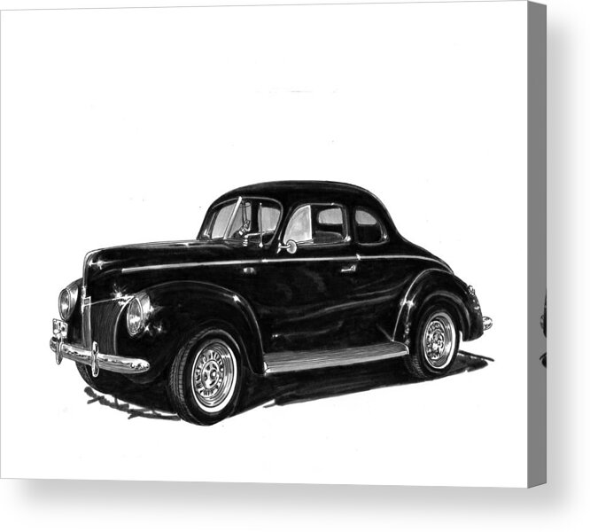 1940 Acrylic Print featuring the drawing 1940 Ford Restro Rod by Jack Pumphrey