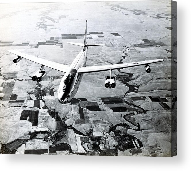 Aviation Acrylic Print featuring the photograph 1965 Air Force B-47 in Flight by Historic Image