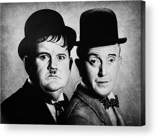 Laurel & Hardy Acrylic Print featuring the drawing Another Fine Mess #3 by Andrew Read