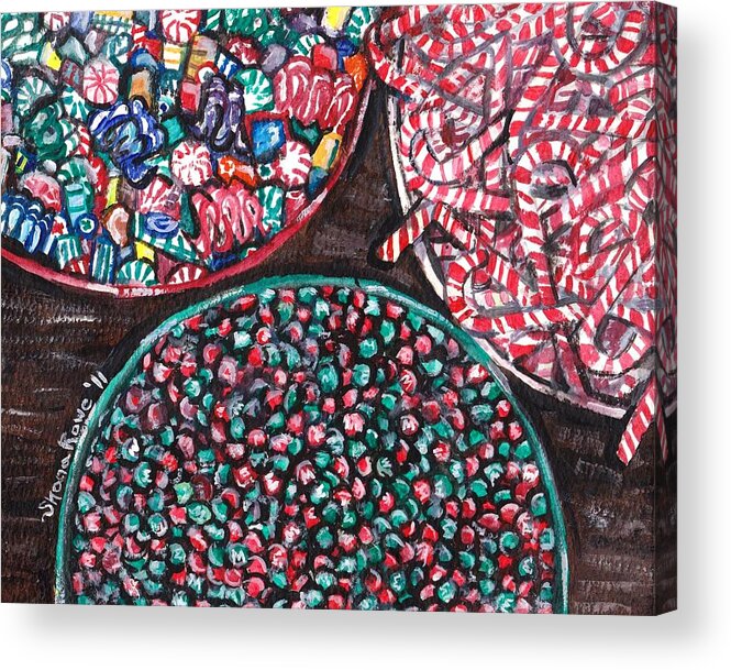 Christmas Acrylic Print featuring the painting Christmas Candy #2 by Shana Rowe Jackson