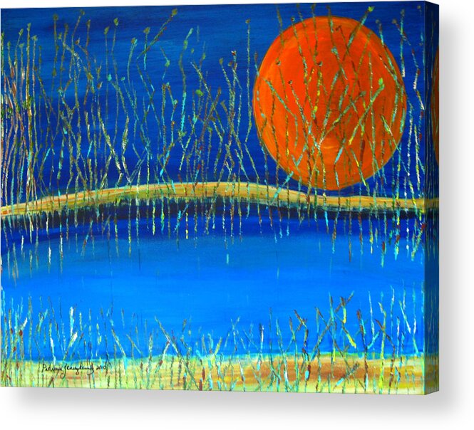 Moon Acrylic Print featuring the painting Moon Shadow #2 by Patricia Januszkiewicz