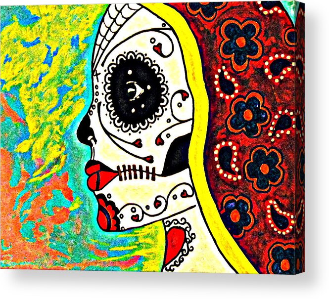 Dia De Los Muertos Acrylic Print featuring the digital art Never Going Back #2 by Regina Vasquez